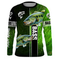 Largemouth Bass Fishing green Customize Name Long Sleeve Fishing, personalized fishing gifts NQS1725