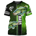 Largemouth Bass Fishing green Customize Name Long Sleeve Fishing, personalized fishing gifts NQS1725