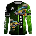 Walleye Fishing green camo Customize Name Long Sleeve Fishing, fishing gift, women, kid NQS1726