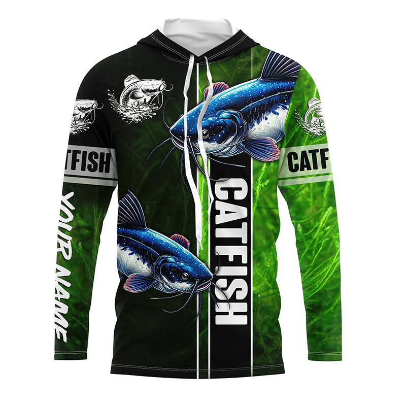 Catfish Fishing green Customize Name Long Sleeve Fishing, fishing gifts, women, kid NQS1728