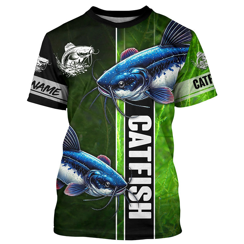 Catfish Fishing green Customize Name Long Sleeve Fishing, fishing gifts, women, kid NQS1728