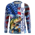 American flag Largemouth Bass fishing Long Sleeve Fishing custom Patriotic Bass fishing NQS7704