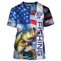 American flag Largemouth Bass fishing Long Sleeve Fishing custom Patriotic Bass fishing NQS7704
