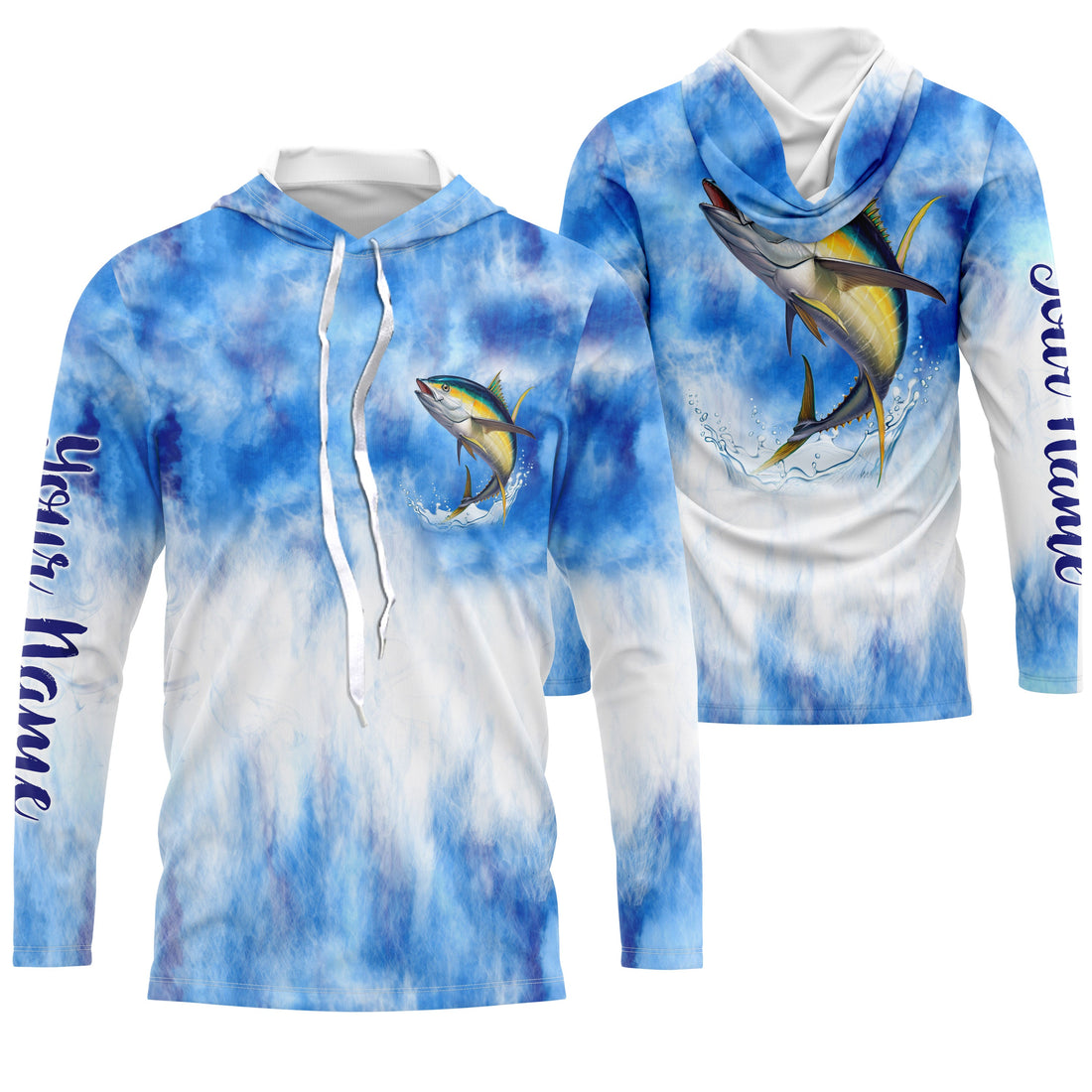 Tuna saltwater fishing blue sea camo Custom Name sun protection UPF long sleeves fishing NQS3535