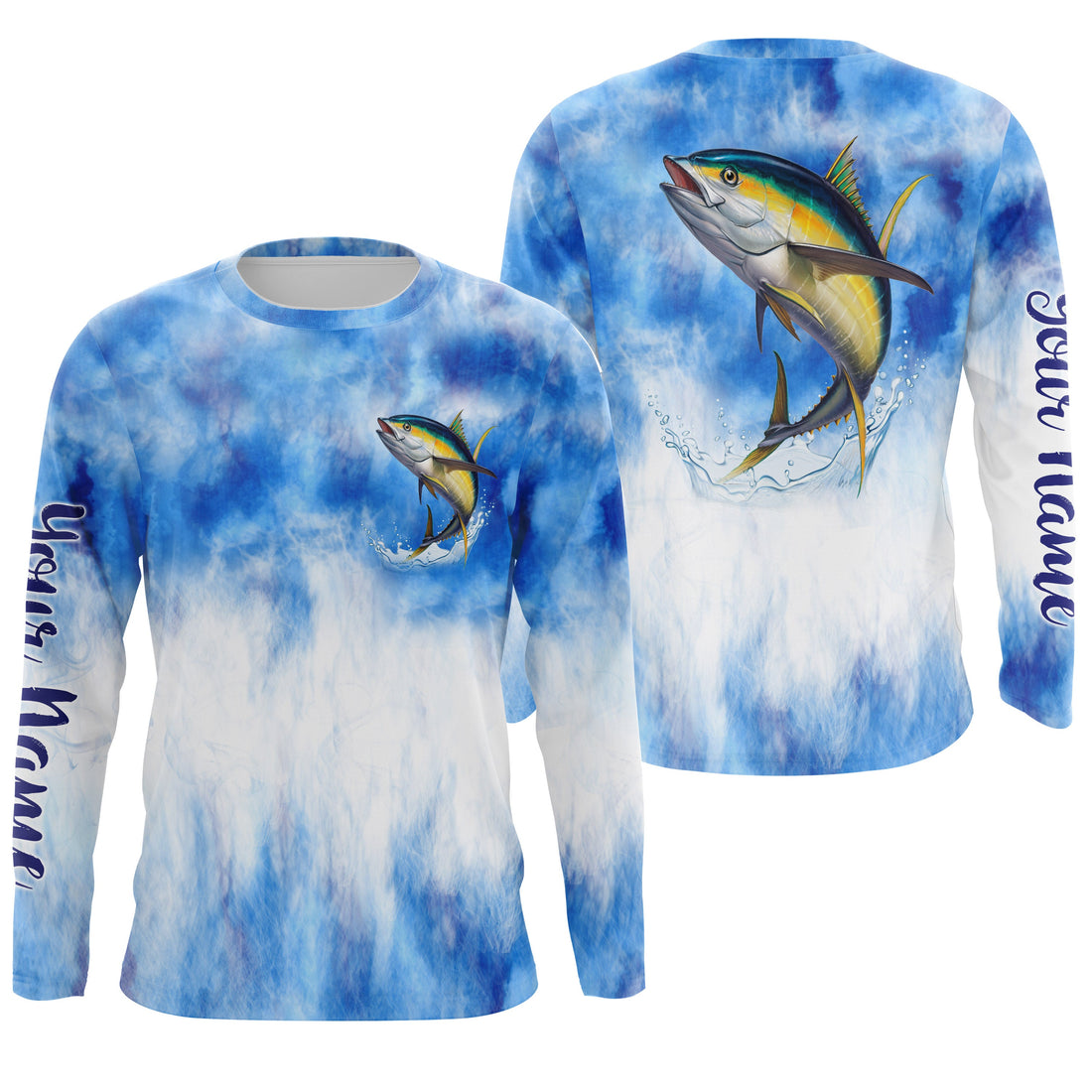 Tuna saltwater fishing blue sea camo Custom Name sun protection UPF long sleeves fishing NQS3535