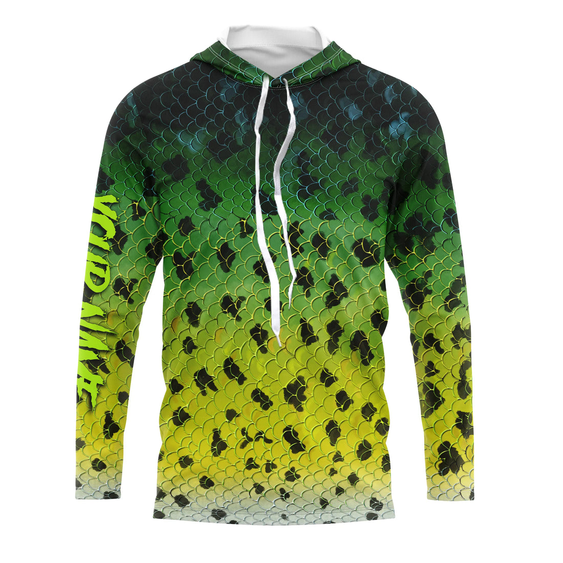 Crappie fishing green scales long sleeves Fishing UV protection customize name NQS2146