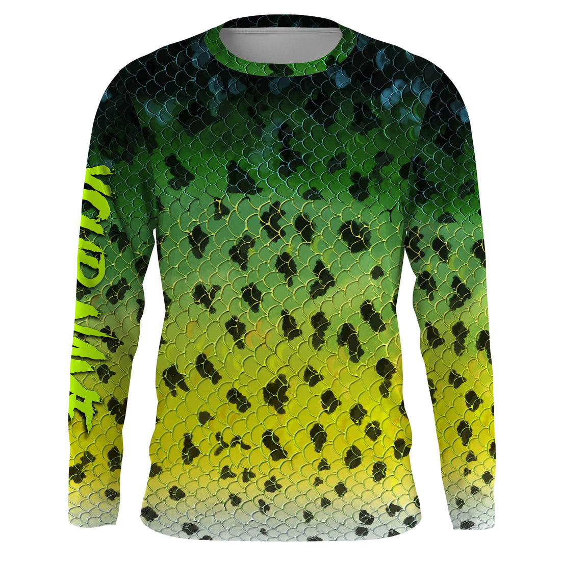 Crappie fishing green scales long sleeves Fishing UV protection customize name NQS2146