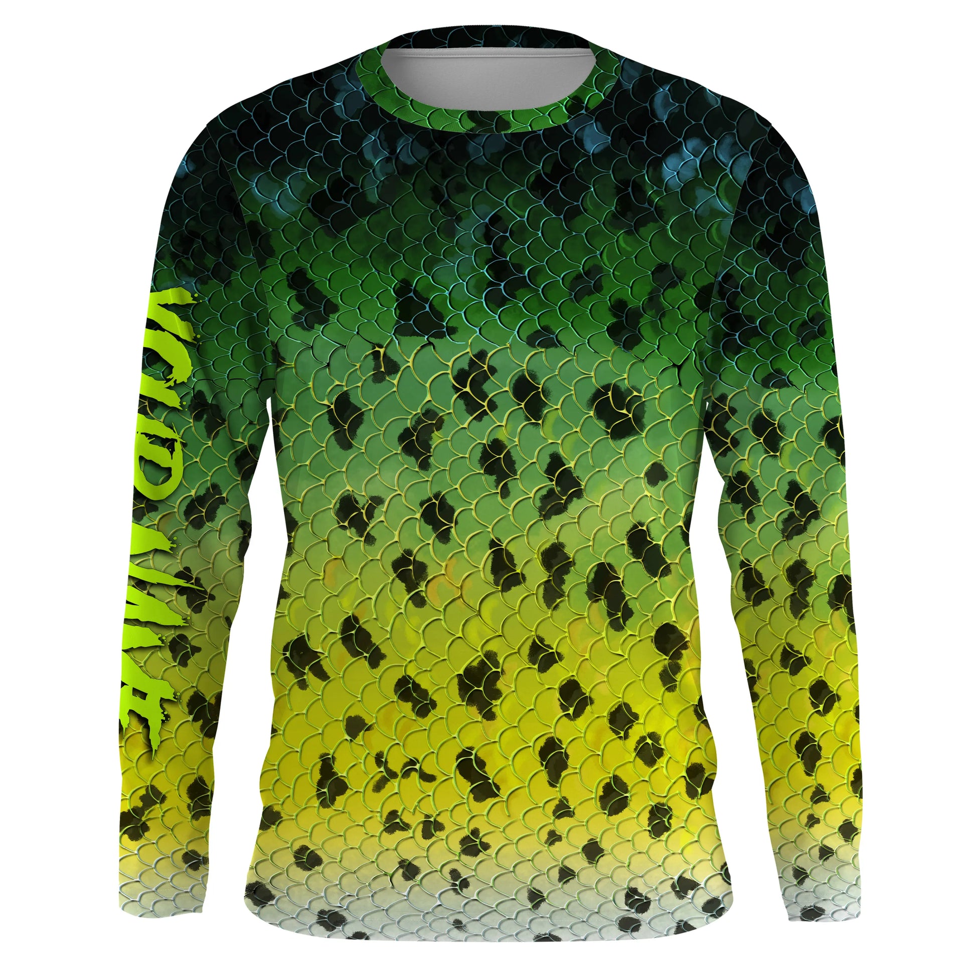 Crappie fishing green scales long sleeves Fishing UV protection customize name NQS2146