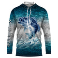 Bass fishing blue sea water camo Custom Name performance long sleeve fishing uv protection NQS3680
