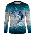 Bass fishing blue sea water camo Custom Name performance long sleeve fishing uv protection NQS3680
