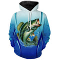 Largemouth bass Fishing blue camo Bass custom name long sleeves fishing apparel NQS2313