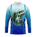 Largemouth bass Fishing blue camo Bass custom name long sleeves fishing apparel NQS2313