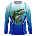 Largemouth bass Fishing blue camo Bass custom name long sleeves fishing apparel NQS2313