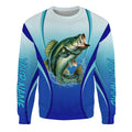 Largemouth bass Fishing blue camo Bass custom name long sleeves fishing apparel NQS2313