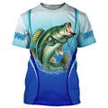 Largemouth bass Fishing blue camo Bass custom name long sleeves fishing apparel NQS2313
