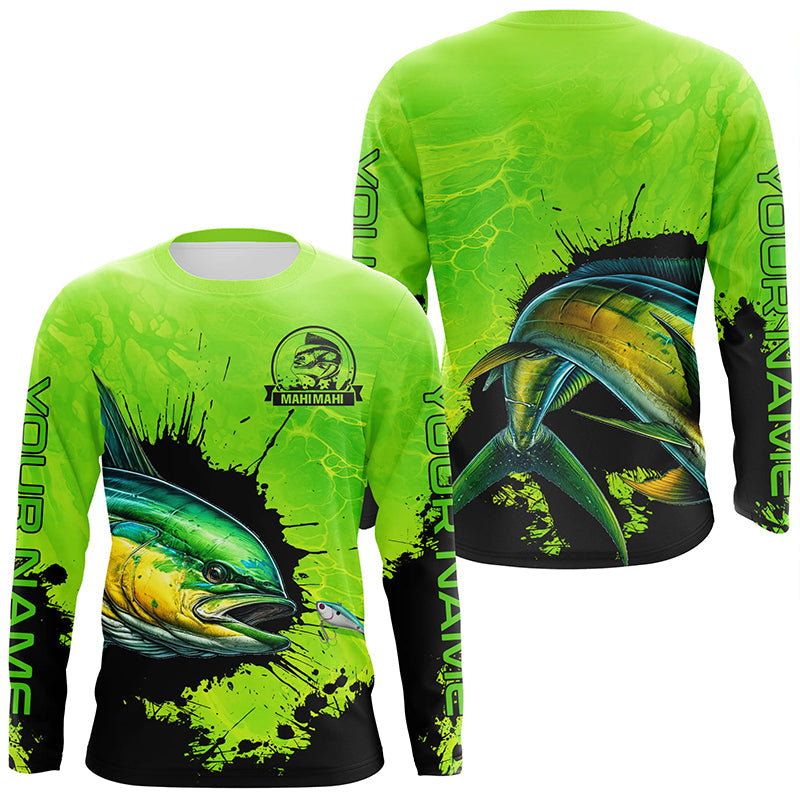 Personalized Mahi mahi fishing Performance long sleeve Fishing, Dorado fishing | Green NQS6921