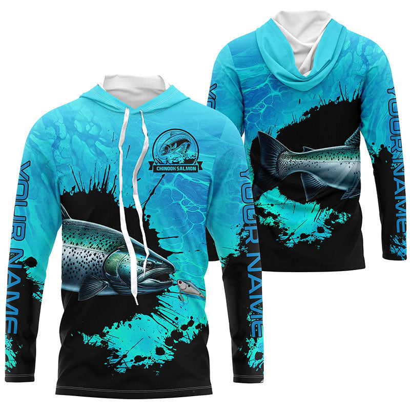 Personalized Chinook Salmon fishing Performance long sleeve Fishing, Salmon fishing| Blue NQS6922