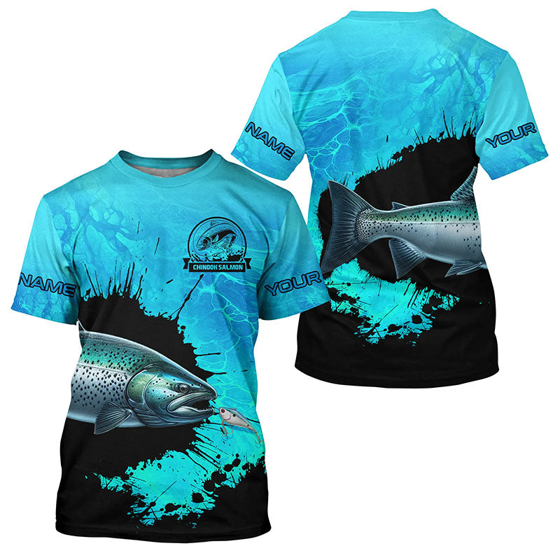 Personalized Chinook Salmon fishing Performance long sleeve Fishing, Salmon fishing| Blue NQS6922