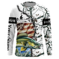 Walleye ice fishing snow camo American Flag Custom Fishing, Personalized Gifts for Fisherman NQS2901