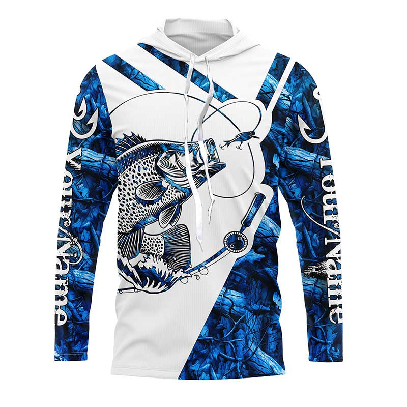 Crappie Fishing blue camo UV protection Custom long sleeves fishing, Crappie fishing NQS7941