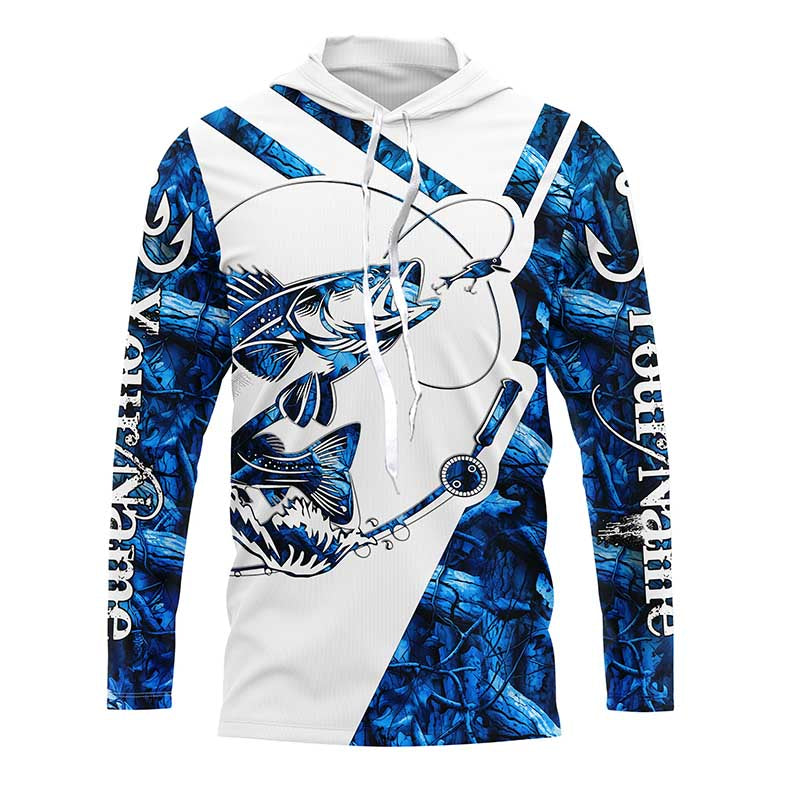 Walleye Fishing blue camo UV protection Custom long sleeves fishing, Walleye fishing NQS7942