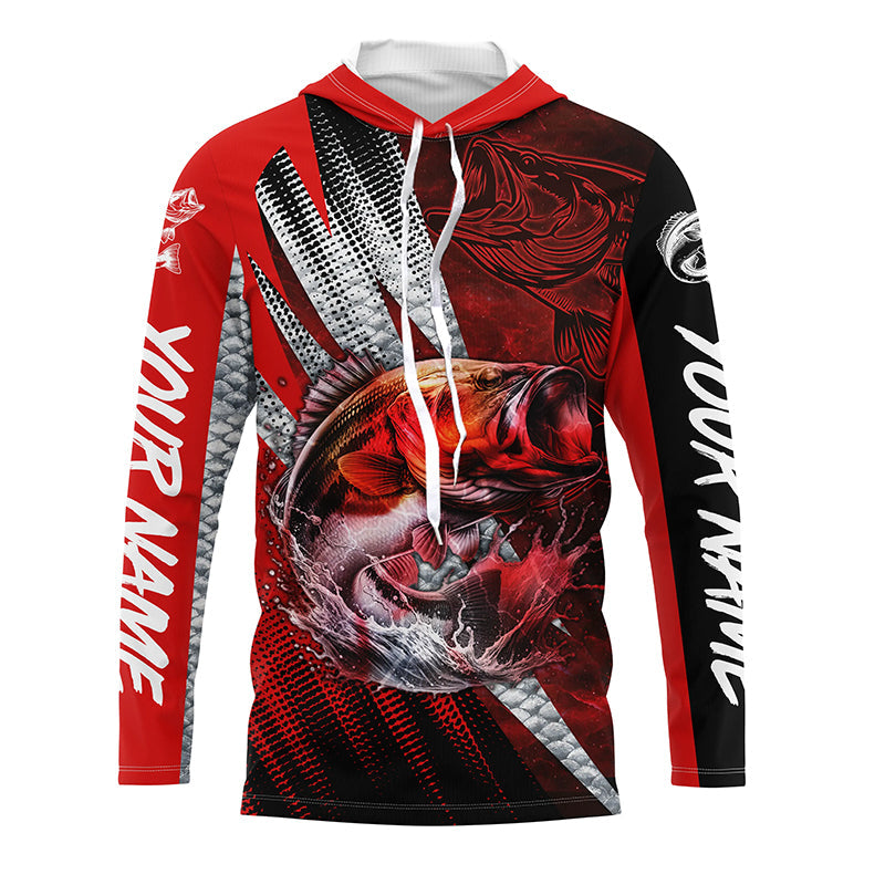 Bass fishing Custom sun protection long sleeve fishing, bass fishing | Red NQS5366