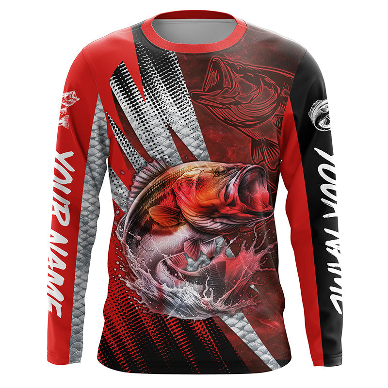 Bass fishing Custom sun protection long sleeve fishing, bass fishing | Red NQS5366