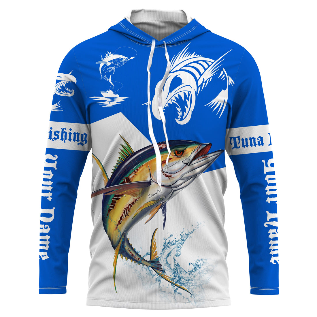 Angry Tuna fishing Custom Long sleeve Fishing, Tuna fish skeleton fishing | Blue NQS4235