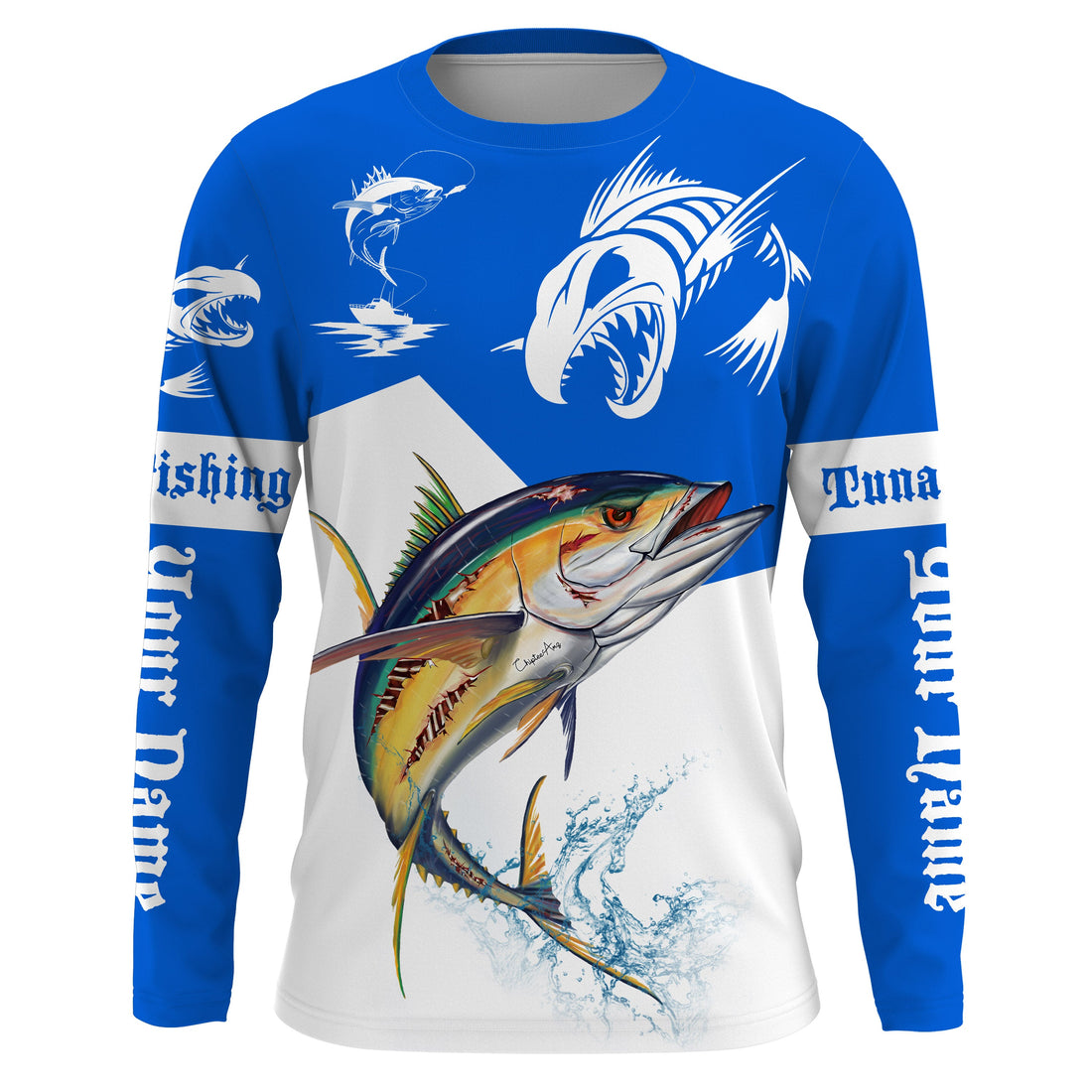 Angry Tuna fishing Custom Long sleeve Fishing, Tuna fish skeleton fishing | Blue NQS4235