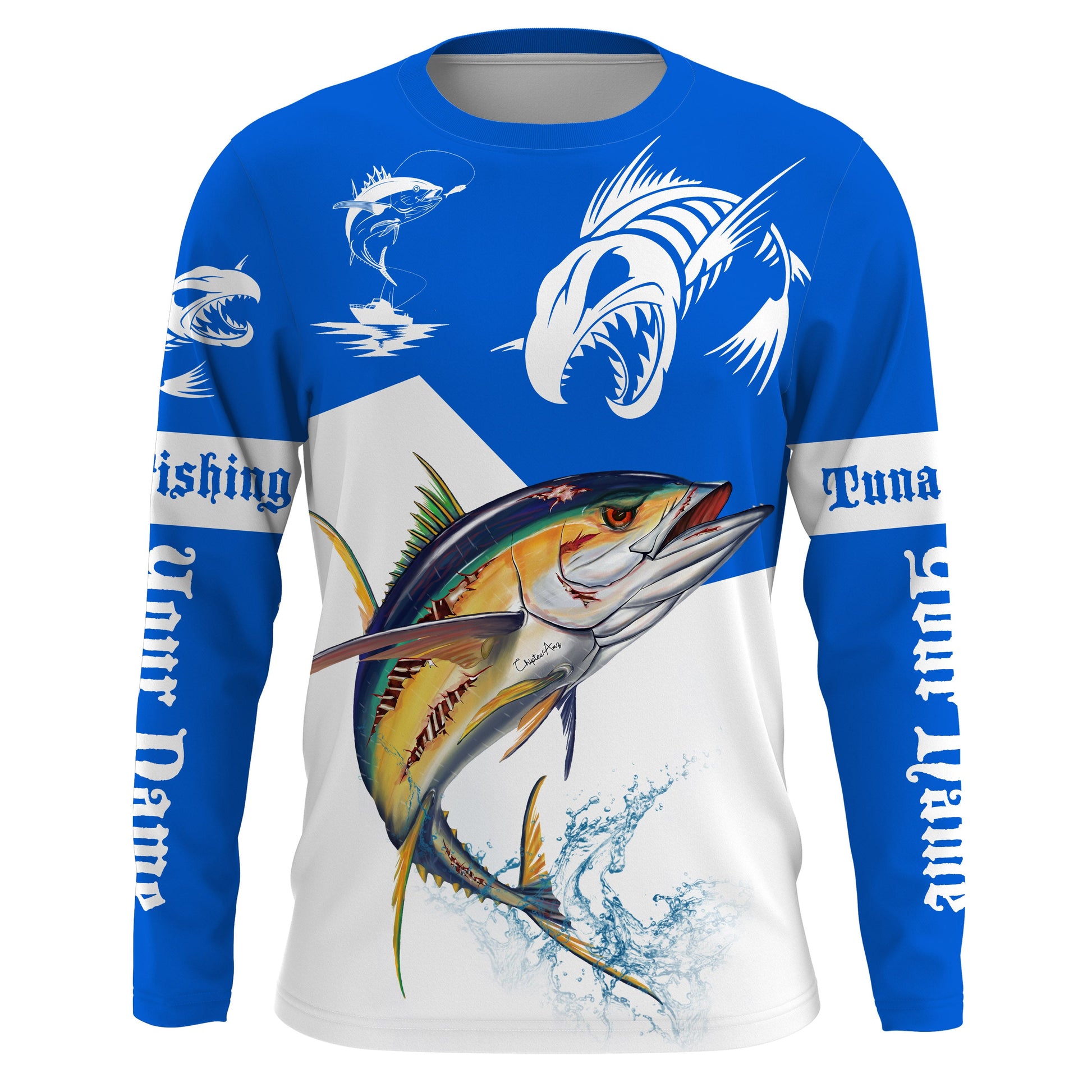Angry Tuna fishing Custom Long sleeve Fishing, Tuna fish skeleton fishing | Blue NQS4235