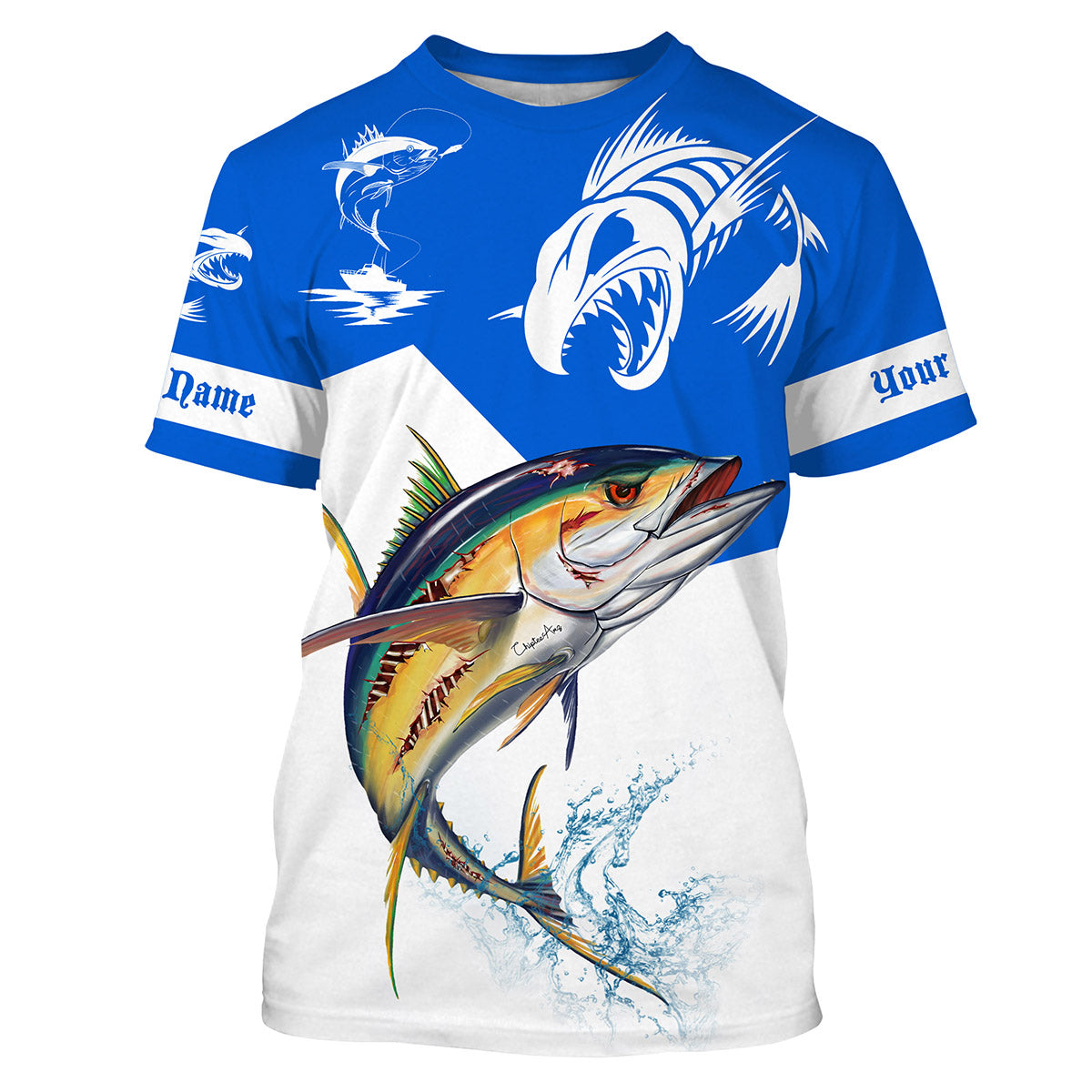 Angry Tuna fishing Custom Long sleeve Fishing, Tuna fish skeleton fishing | Blue NQS4235
