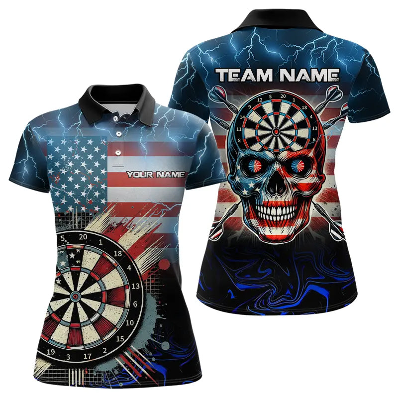 American Flag Skull Dart Board Blue lightning Custom Team Dart, NQS9302