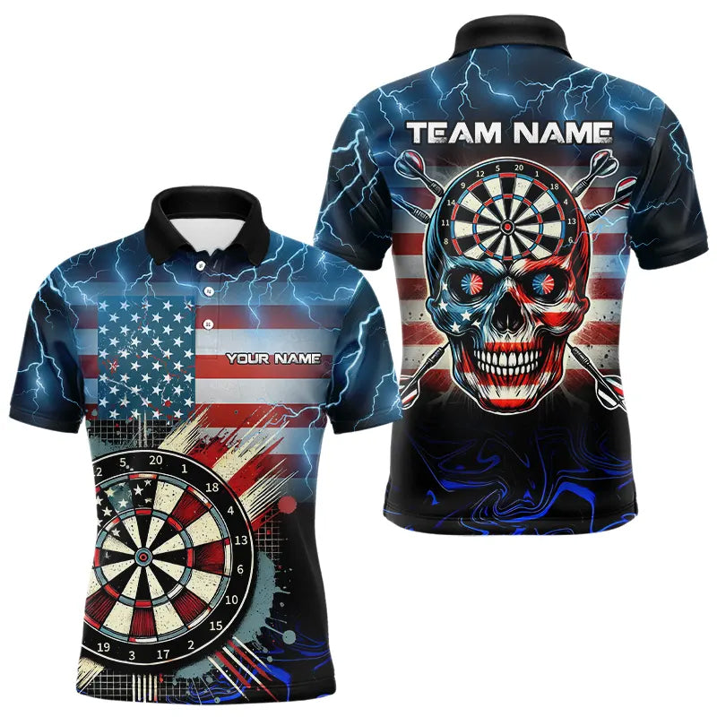 American Flag Skull Dart Board Blue lightning Custom Team Dart, NQS9302