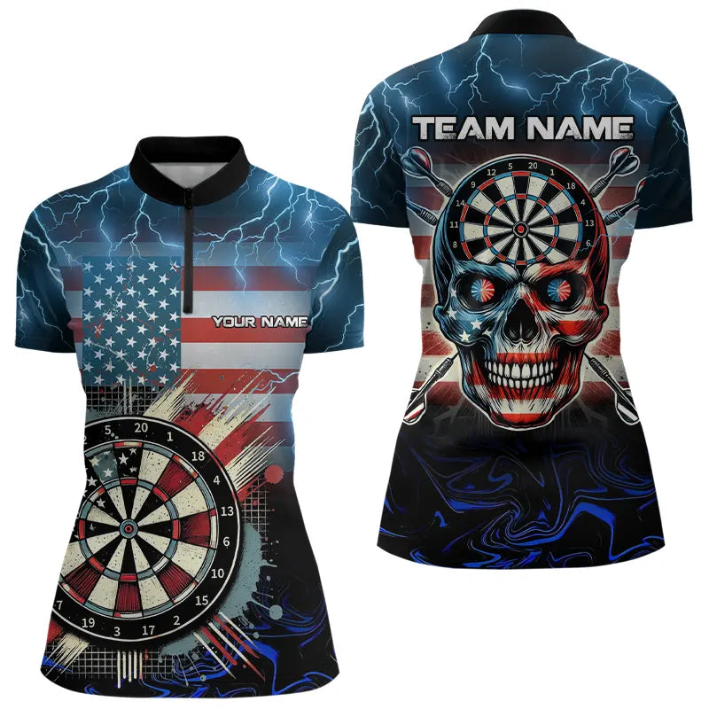 American Flag Skull Dart Board Blue lightning Custom Team Dart, NQS9302