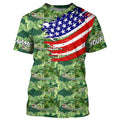 Green Largemouth Bass camo fishing American flag Custom performance long sleeve Bass fishing NQS7387