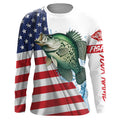 American flag patriotic crappie fishing Custom Name UV Protection long sleeve Fishing NQS5368