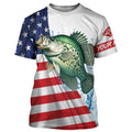 American flag patriotic crappie fishing Custom Name UV Protection long sleeve Fishing NQS5368