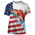 American flag patriotic Redfish fishing Custom Name UV Protection long sleeve Fishing NQS5369