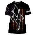 US Fishing 3D Fish Hook zipper American Flag patriotic UV protection customize name long sleeves UPF 30+ fishing apparel NQS2157