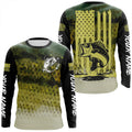 Largemouth bass Fishing green scales American flag Custom long sleeve performance Fishing NQS6052