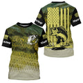 Largemouth bass Fishing green scales American flag Custom long sleeve performance Fishing NQS6052