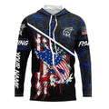 American Flag Musky fishing blue camo Custom name long sleeve muskie Fishing NQS4821