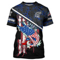 American Flag Musky fishing blue camo Custom name long sleeve muskie Fishing NQS4821