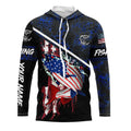 American Flag trout fishing blue camo Custom name trout long sleeve Fishing NQS4823