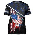 American Flag trout fishing blue camo Custom name trout long sleeve Fishing NQS4823