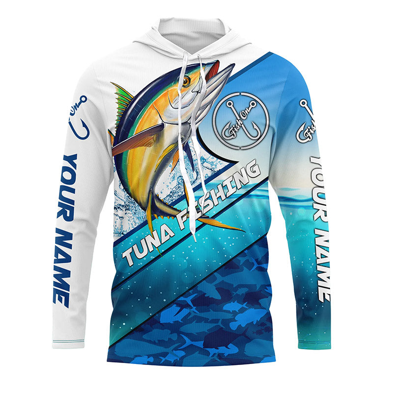 Tuna fishing blue sea camo UV protection long sleeve fishing, custom Tuna fishing NQS5090