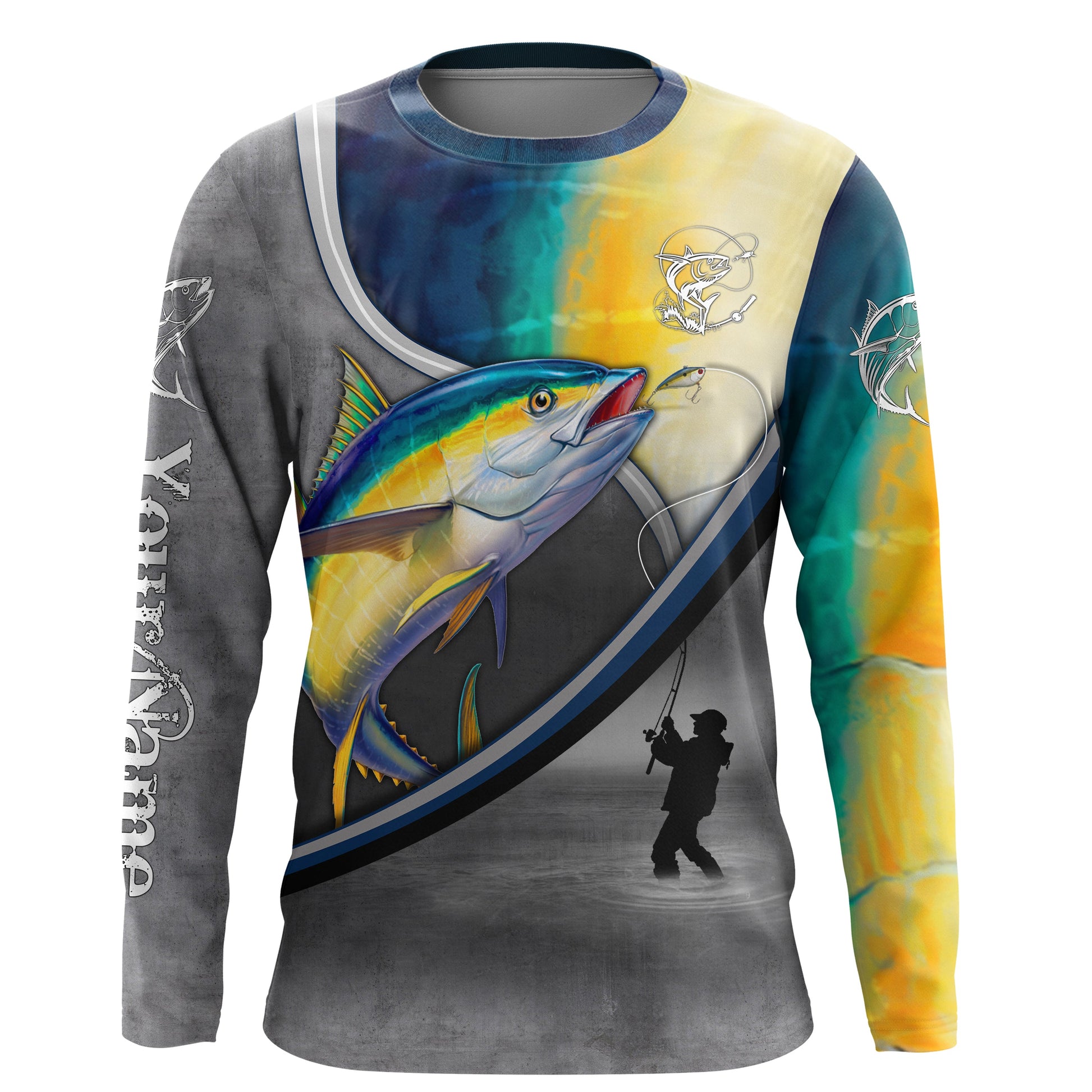 Tuna fishing scales personalized saltwater fishing, custom sun protection fishing apparel NQS3288