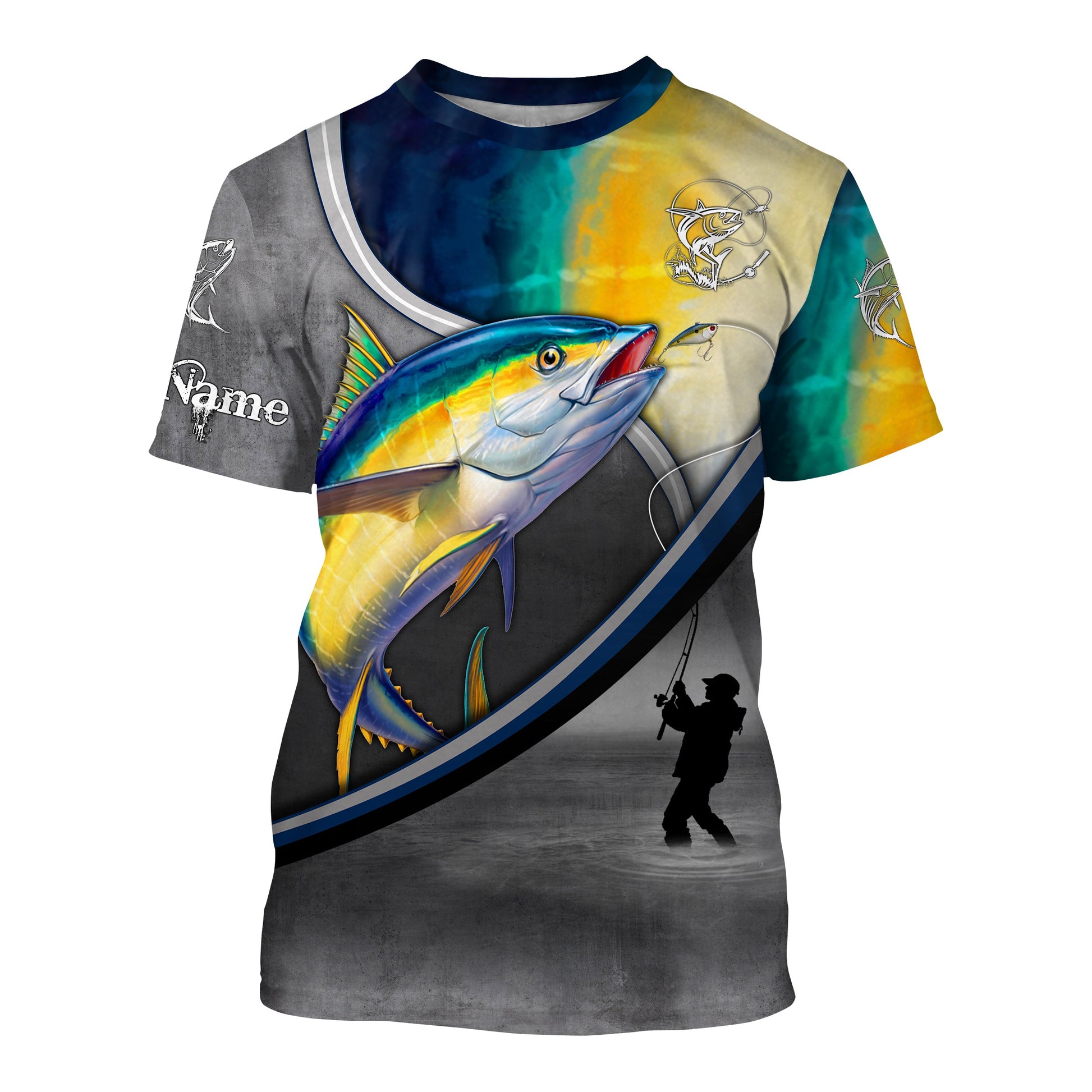 Tuna fishing scales personalized saltwater fishing, custom sun protection fishing apparel NQS3288