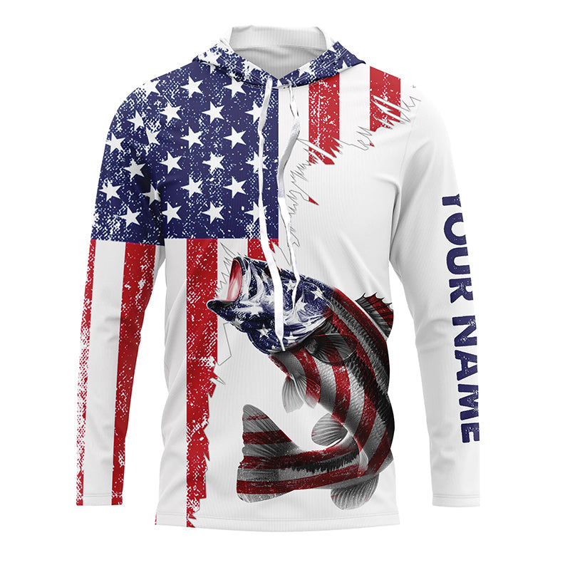 American flag Largemouth Bass patriotic fishing Custom Bass tournament long sleeves fishing NQS5391