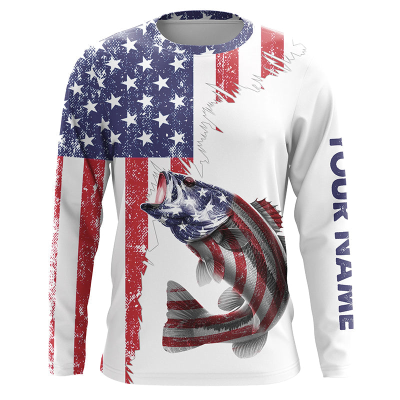 American flag Largemouth Bass patriotic fishing Custom Bass tournament long sleeves fishing NQS5391